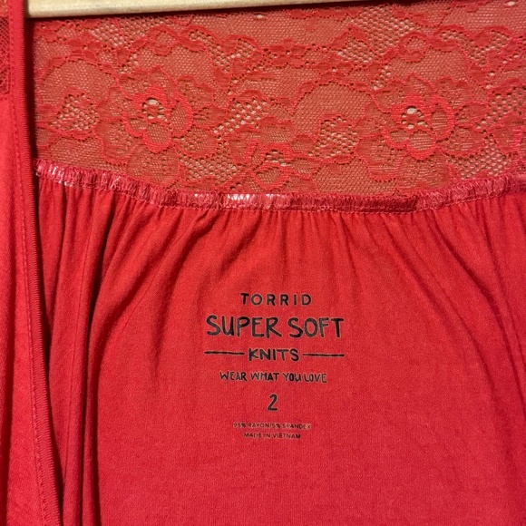 Torrid | Super Soft Orange Knit Top with Lace Back and Long Sleeves | Size 2 - Picture 6 of 7